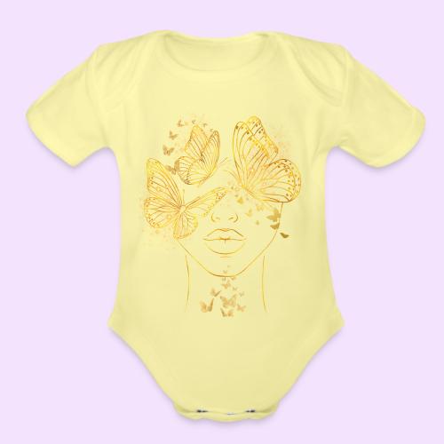 Queen Of Butterflies - Goddess Design - Organic Short Sleeve Baby Bodysuit