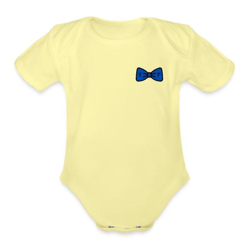 TomoTees Big Blue Bow - Organic Short Sleeve Baby Bodysuit