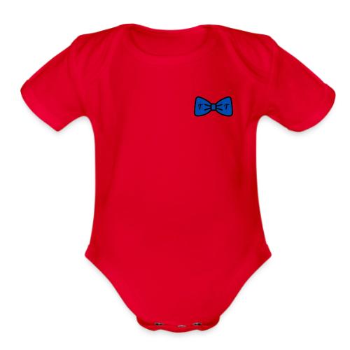 TomoTees Big Blue Bow - Organic Short Sleeve Baby Bodysuit