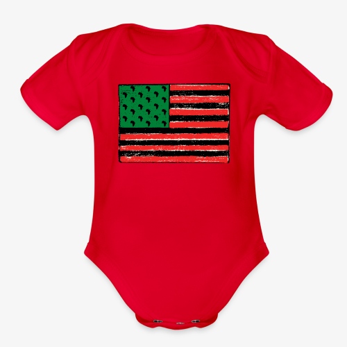 Red Green Black Flag - Organic Short Sleeve Baby Bodysuit