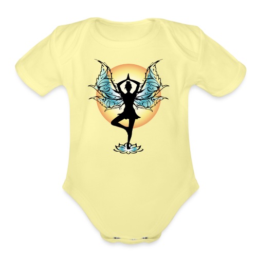 Tree Pose Yoga Fairy - Organic Short Sleeve Baby Bodysuit