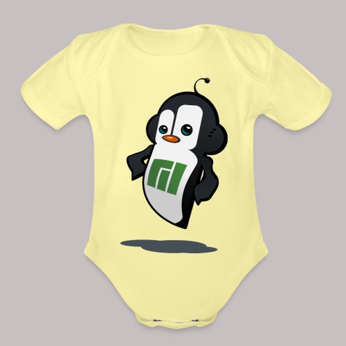 Manjaro Mascot confident right - Organic Short Sleeve Baby Bodysuit