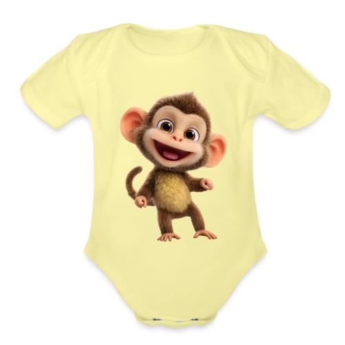 Happy Baby Monkey Standing - Organic Short Sleeve Baby Bodysuit
