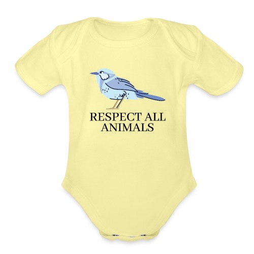 RESPECT ALL ANIMALS (Blue Bird) - Organic Short Sleeve Baby Bodysuit