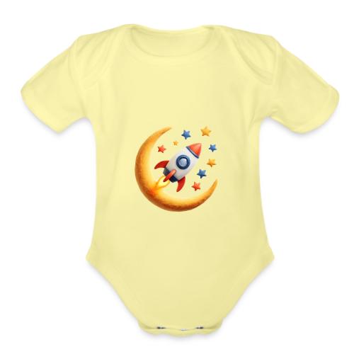 Rocket Among the Stars - Organic Short Sleeve Baby Bodysuit