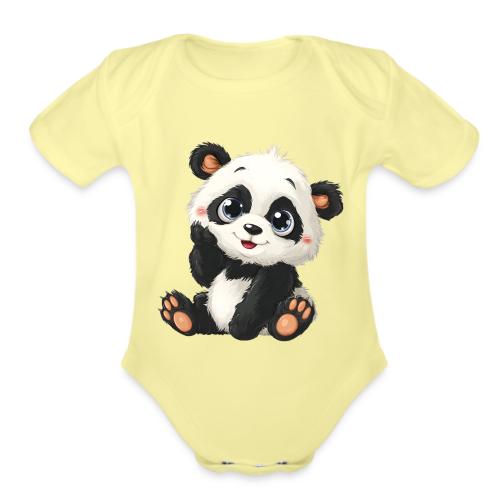 Blushing Baby Panda - Organic Short Sleeve Baby Bodysuit