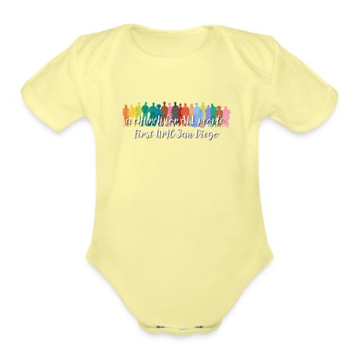 a church for all people - with colorful graphic - Organic Short Sleeve Baby Bodysuit
