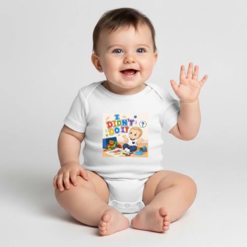 I Didn't Do It - Boy-W - Organic Short Sleeve Baby Bodysuit