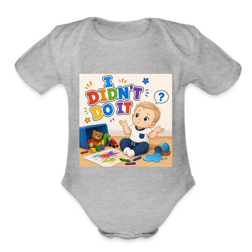 I Didn't Do It - Boy-W - Organic Short Sleeve Baby Bodysuit