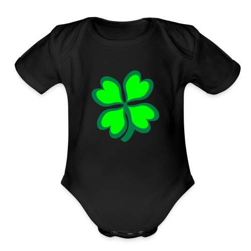 4 leaf clover - Organic Short Sleeve Baby Bodysuit