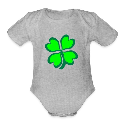 4 leaf clover - Organic Short Sleeve Baby Bodysuit