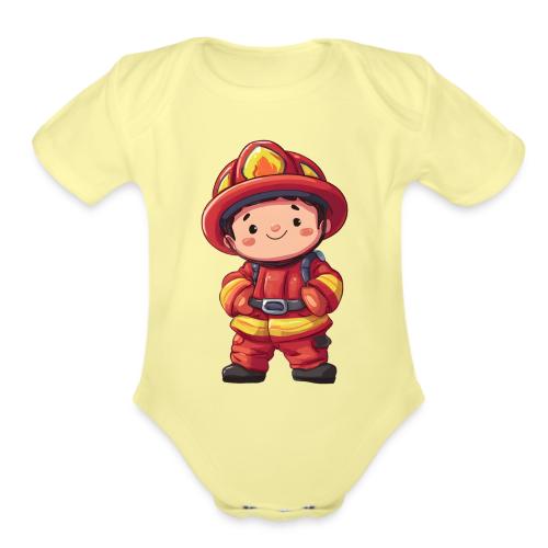 Friendly Firefighter Hero - Organic Short Sleeve Baby Bodysuit