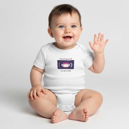 Pause bud don't Stop VHS - Organic Short Sleeve Baby Bodysuit