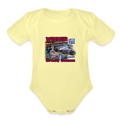 Brady Bacon #LetsRaceTwo Winner - Organic Short Sleeve Baby Bodysuit