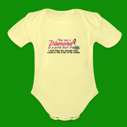 Softball Diamond is a girls Best Friend - Organic Short Sleeve Baby Bodysuit