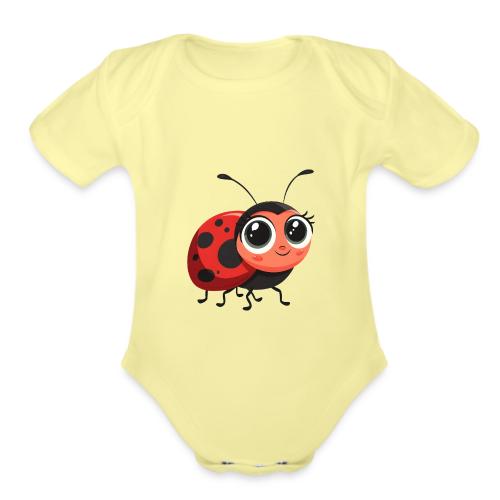 Cute Cartoon Ladybug Full of Joy - Organic Short Sleeve Baby Bodysuit