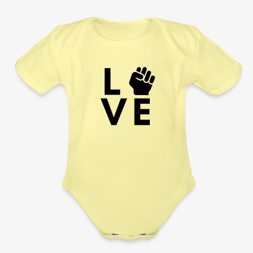 Black Fist Love - Organic Short Sleeve Baby Bodysuit