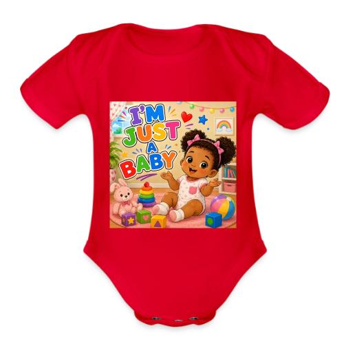 I'm Just A Baby -Girl-B - Organic Short Sleeve Baby Bodysuit