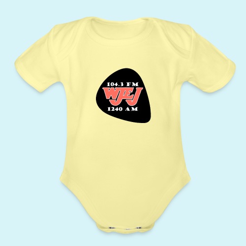 WJEJ Radio AM/FM Guitar Pic Logo - Organic Short Sleeve Baby Bodysuit