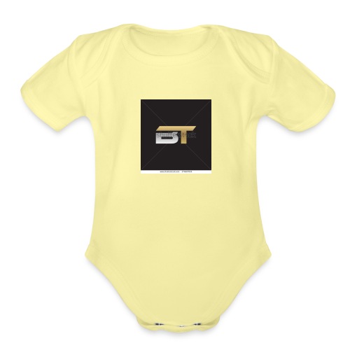 BT logo golden - Organic Short Sleeve Baby Bodysuit