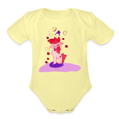 Pretty Pink Pony -n- Hearts - Organic Short Sleeve Baby Bodysuit