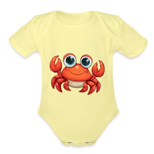 Cute Cartoon Baby Crab - Organic Short Sleeve Baby Bodysuit