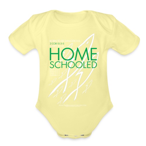 HOME SCHOOLED V2 White an - Organic Short Sleeve Baby Bodysuit