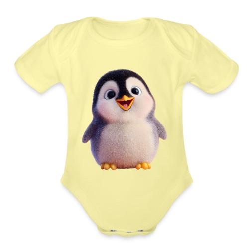 Joyful Baby Penguin - Organic Short Sleeve Baby Bodysuit