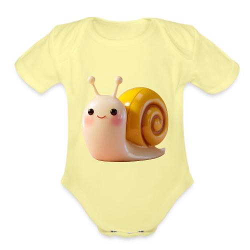 Sweet Cartoon Baby Snail Full of Joy - Organic Short Sleeve Baby Bodysuit