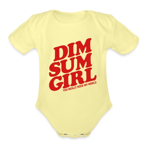 Dim Sum Girl Flex Print - Organic Short Sleeve Baby Bodysuit