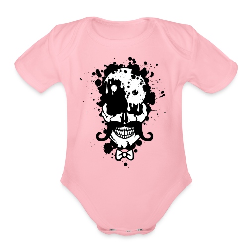 skull yin yang task color bow tie - Organic Short Sleeve Baby Bodysuit