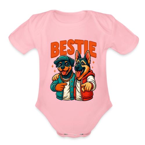 Hip Hop Dog Besties Shirt for Friends & Pet Lovers - Organic Short Sleeve Baby Bodysuit