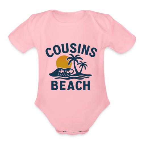 cousins beach t shirt - Organic Short Sleeve Baby Bodysuit