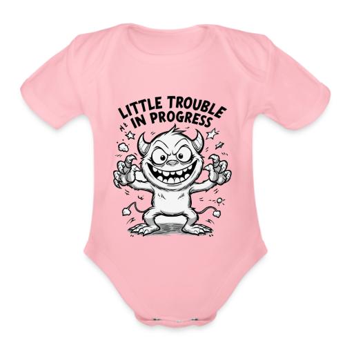 Playful Mischief Demon Illustration - Organic Short Sleeve Baby Bodysuit