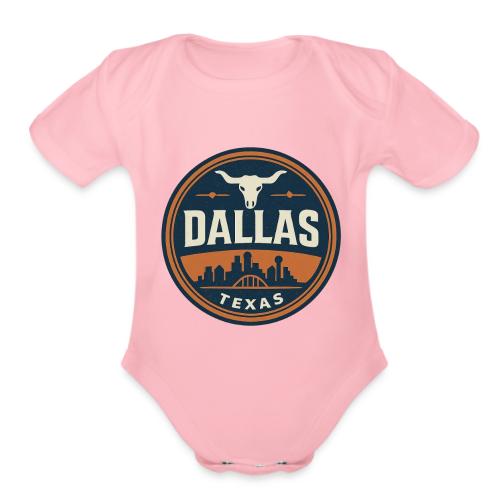 Vintage Dallas Texas Western Skyline Retro Cowboy - Organic Short Sleeve Baby Bodysuit