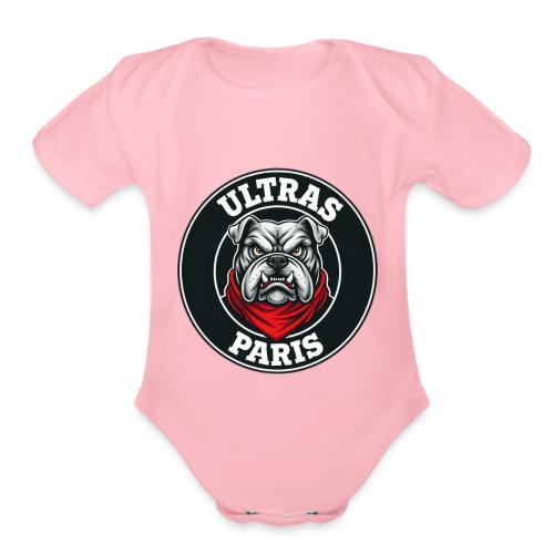 Ultras Paris Bulldog Football Fan Graphic - Organic Short Sleeve Baby Bodysuit