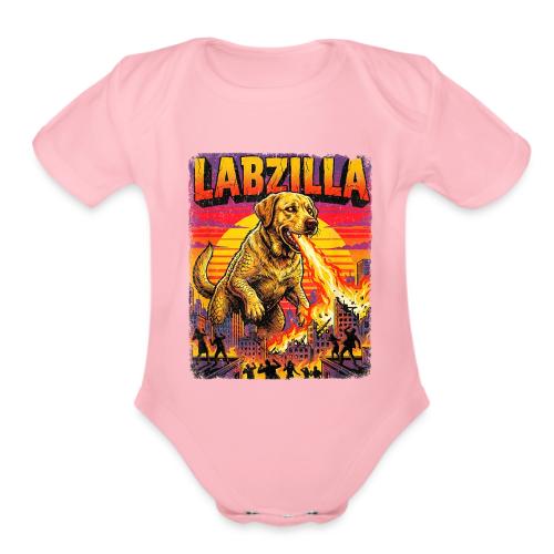 Labzilla Giant Yellow Labrador Monster Tee - Organic Short Sleeve Baby Bodysuit