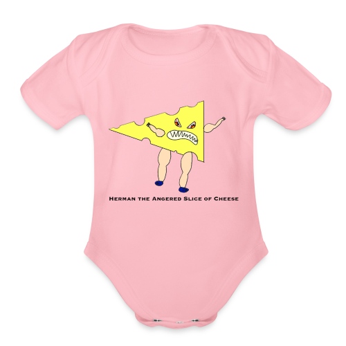 Herman, the Angered Slice of Cheese - Organic Short Sleeve Baby Bodysuit