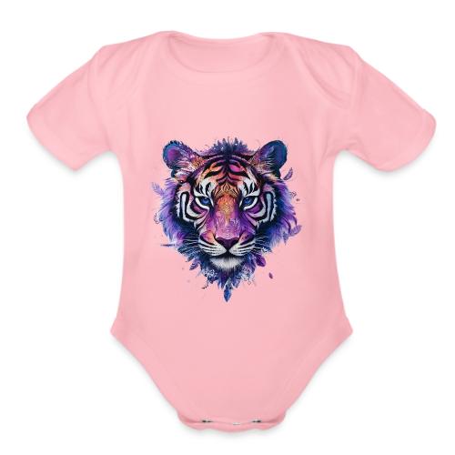 Mystic Violet Tiger - Organic Short Sleeve Baby Bodysuit