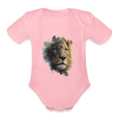 Forest-Soul Lion - Organic Short Sleeve Baby Bodysuit