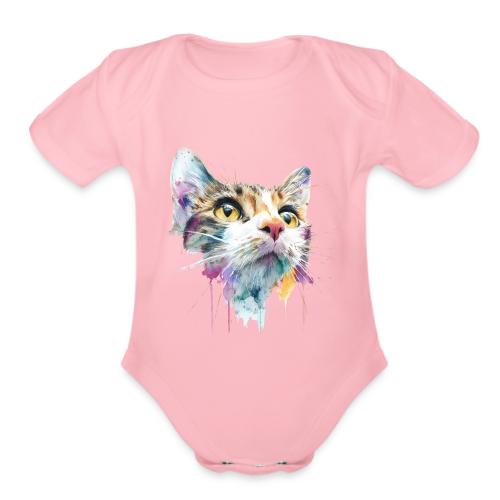 Chromatic Cat Splash - Organic Short Sleeve Baby Bodysuit