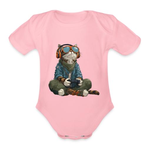 Cat: Purrfect Player - Organic Short Sleeve Baby Bodysuit