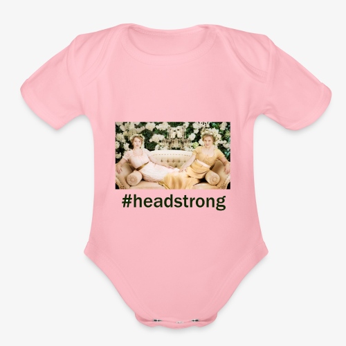 #headstrong (green font) - Organic Short Sleeve Baby Bodysuit