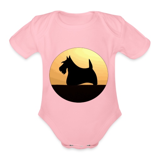 Sunset Scottish Terrier - Organic Short Sleeve Baby Bodysuit