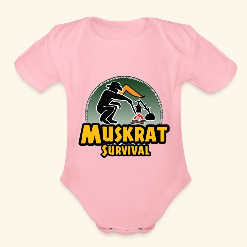 Muskrat round logo - Organic Short Sleeve Baby Bodysuit