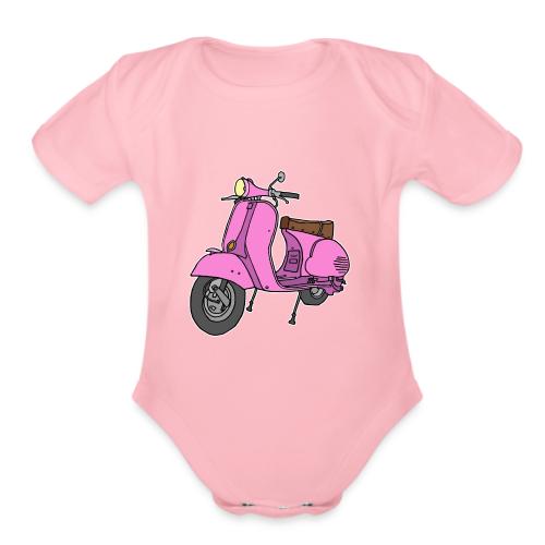 Pink motor scooter - Organic Short Sleeve Baby Bodysuit