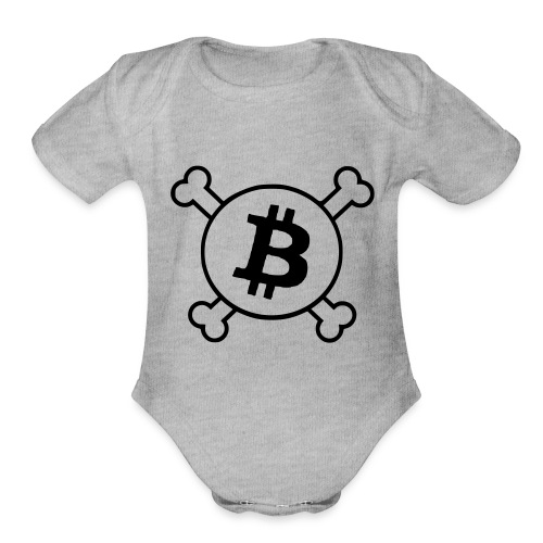 btc pirateflag jolly roger bitcoin pirate flag - Organic Short Sleeve Baby Bodysuit