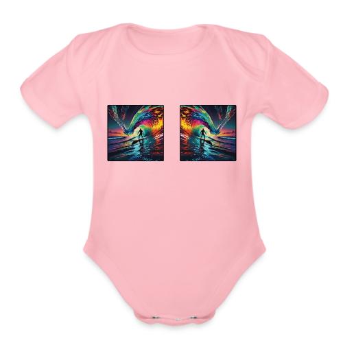 Avalon Surfs A Winged Wave - Organic Short Sleeve Baby Bodysuit