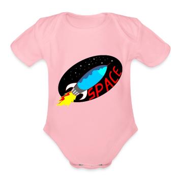FUSÉE DANS L’ESPACE - Cache-couche à manches courtes bio - rose clair - Devant