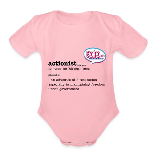 Actionist in Black ink - Organic Short Sleeve Baby Bodysuit